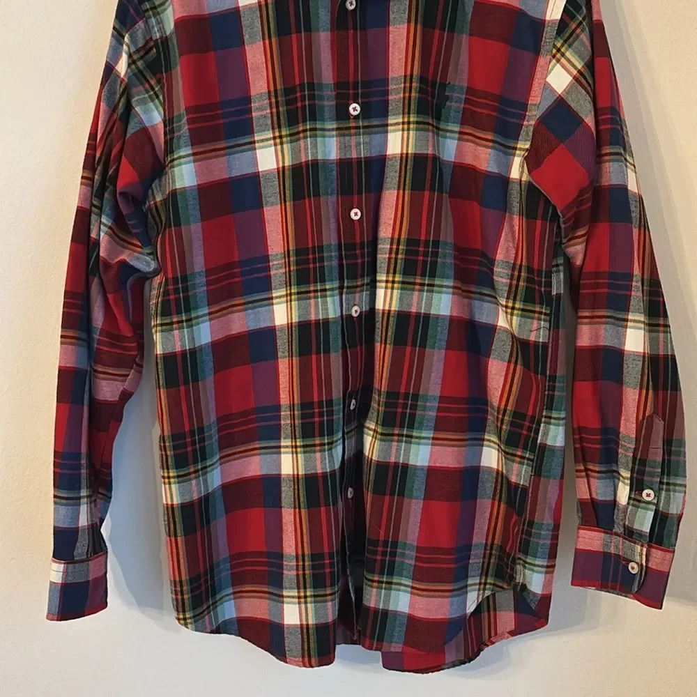 Ralph Lauren Boy unisex Multi colored plaid tartan flannel button down XL/18/20